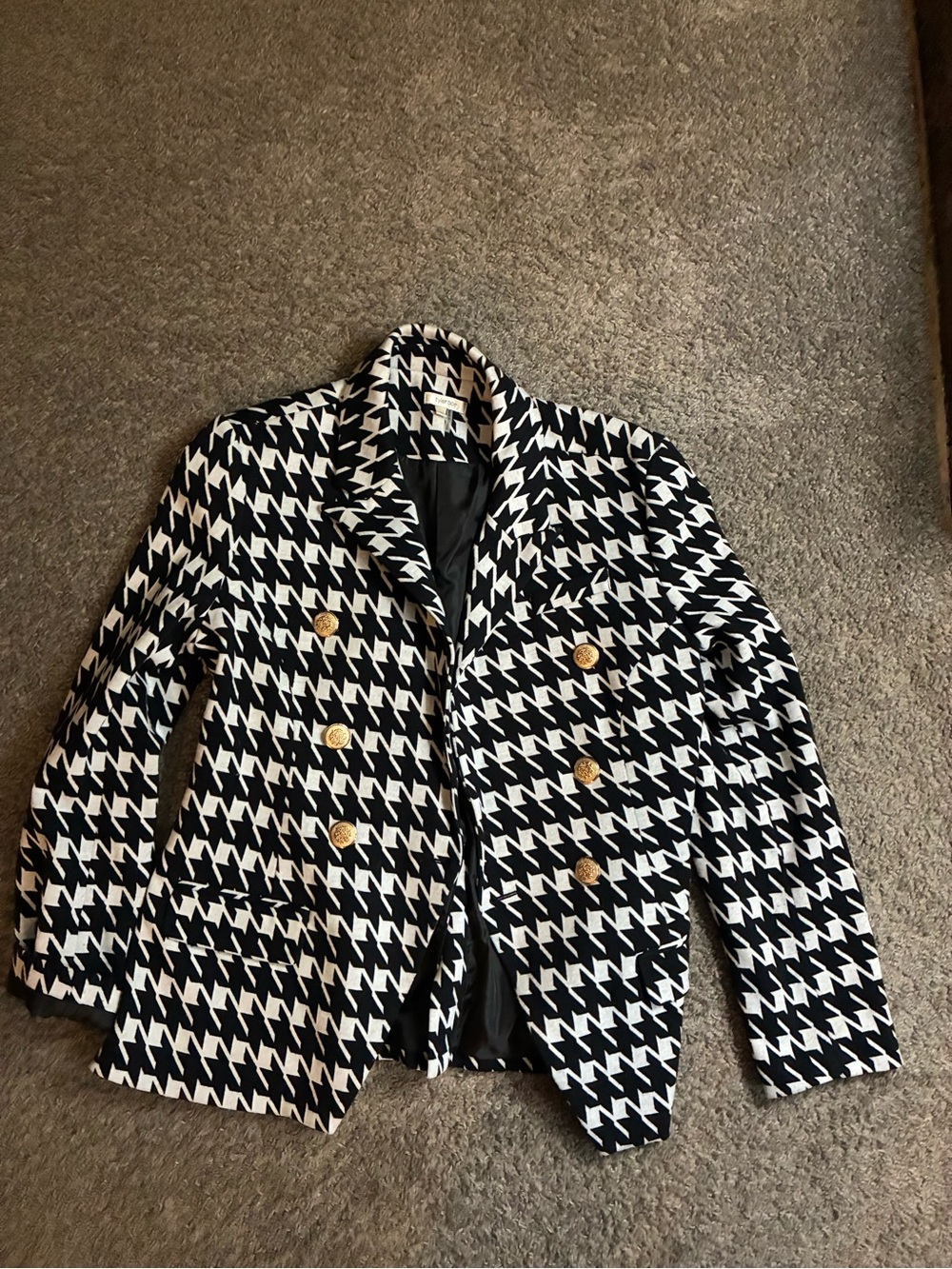 Tyler Boe Black and White Houndstooth Double-Breasted Blazer - Picture 2 of 5